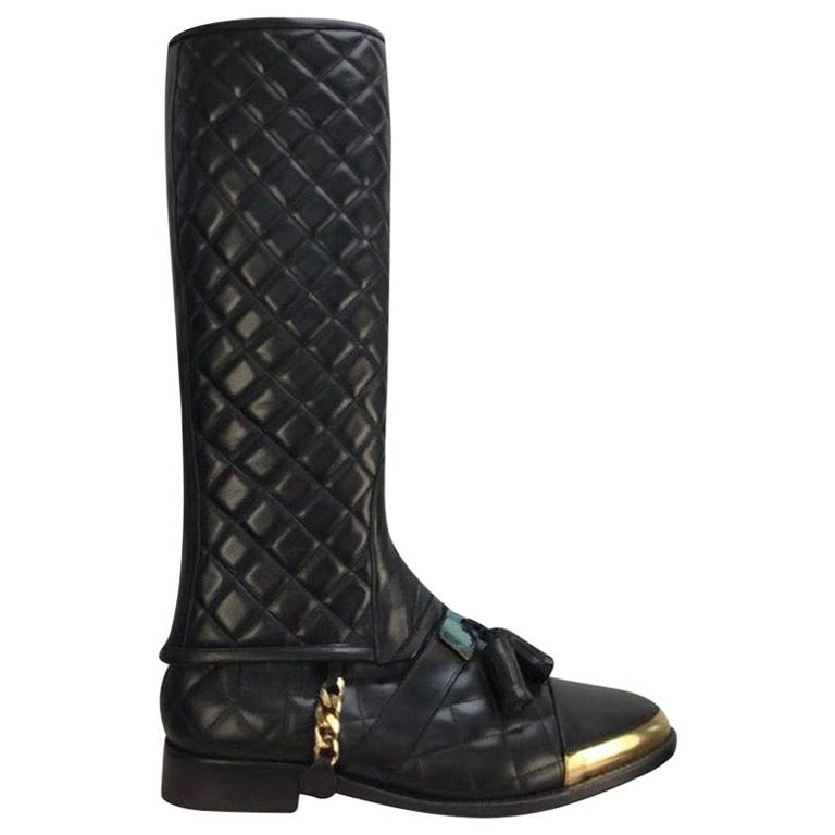 Balmain Black Quilted Leather Tall boots for Men at 1stDibs  display picture 3