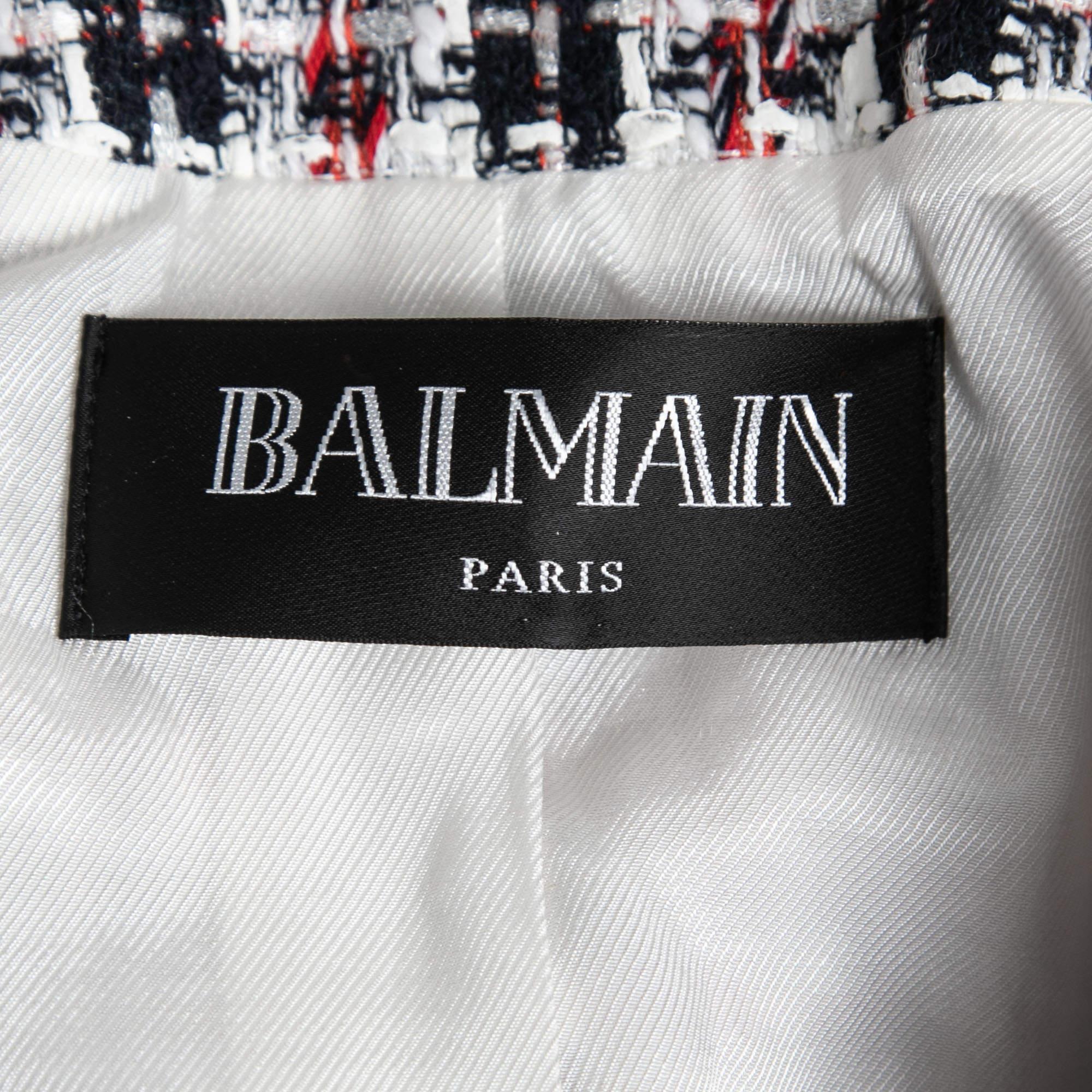 Balmain Giacca con bottoni in tweed nero e rosso M. I. In condizioni ottime in vendita a Dubai, Al Qouz 2