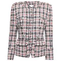 Balmain Black 
Red Tweed Button Embellished Jacket M