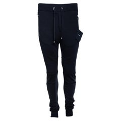 Balmain, black ribbed joggers with embossed b