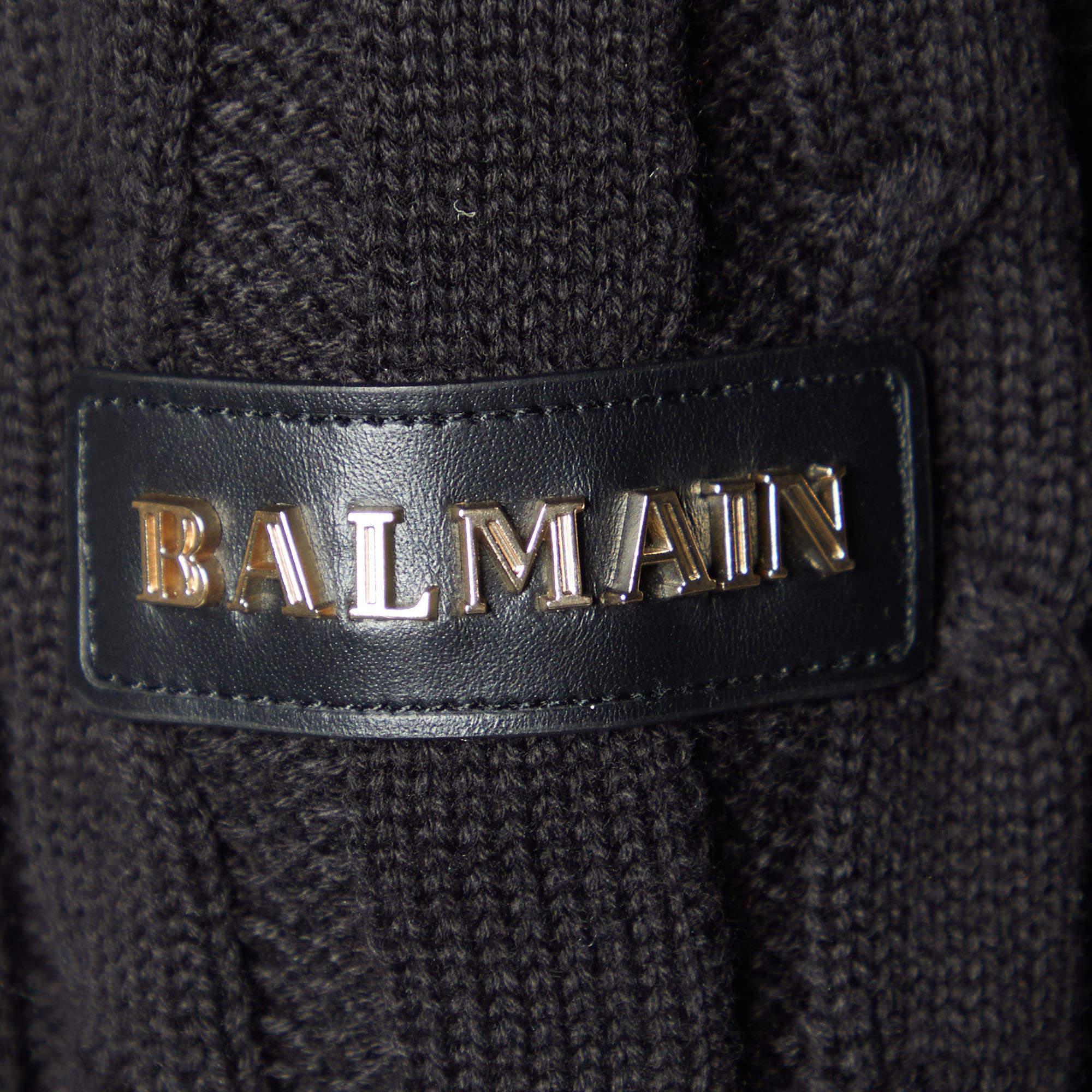 Balmain Black Ribbed Knit Button Front Cardigan M In Good Condition For Sale In Dubai, Al Qouz 2