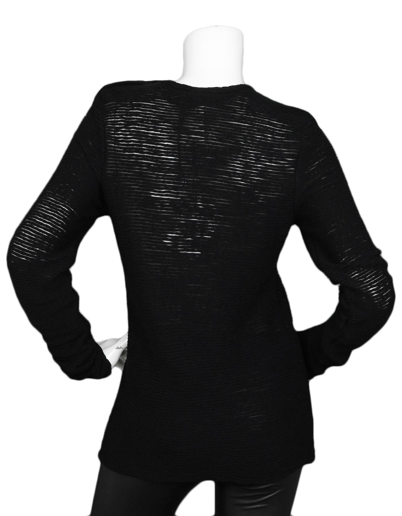 Balmain Black Ribbed Longsleeve Top NWT sz FR44/ US12 In Excellent Condition In New York, NY