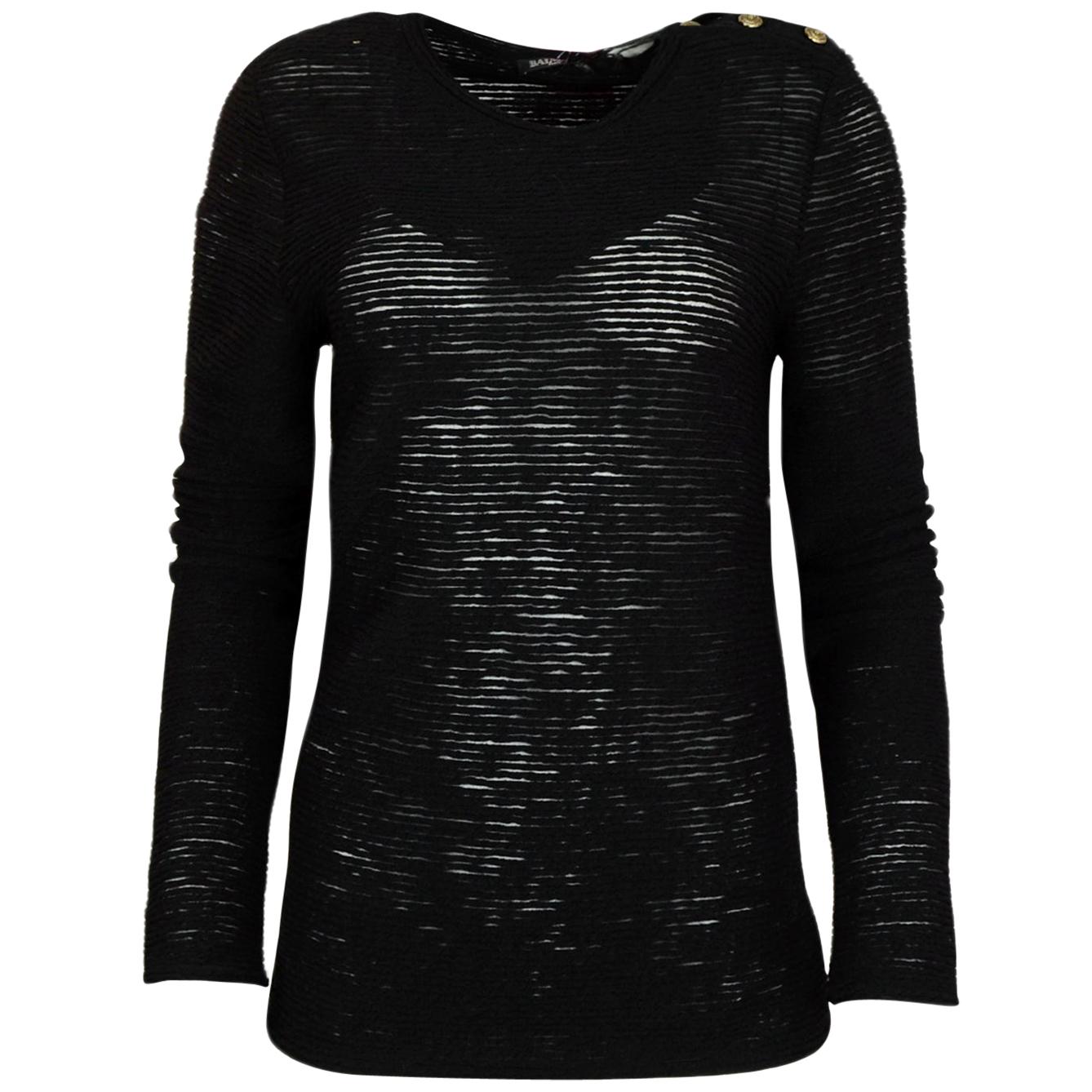 Balmain Black Ribbed Longsleeve Top NWT sz FR44/ US12