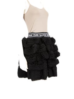 Balmain Black Ruffle Layered Mini Skirt Size XS