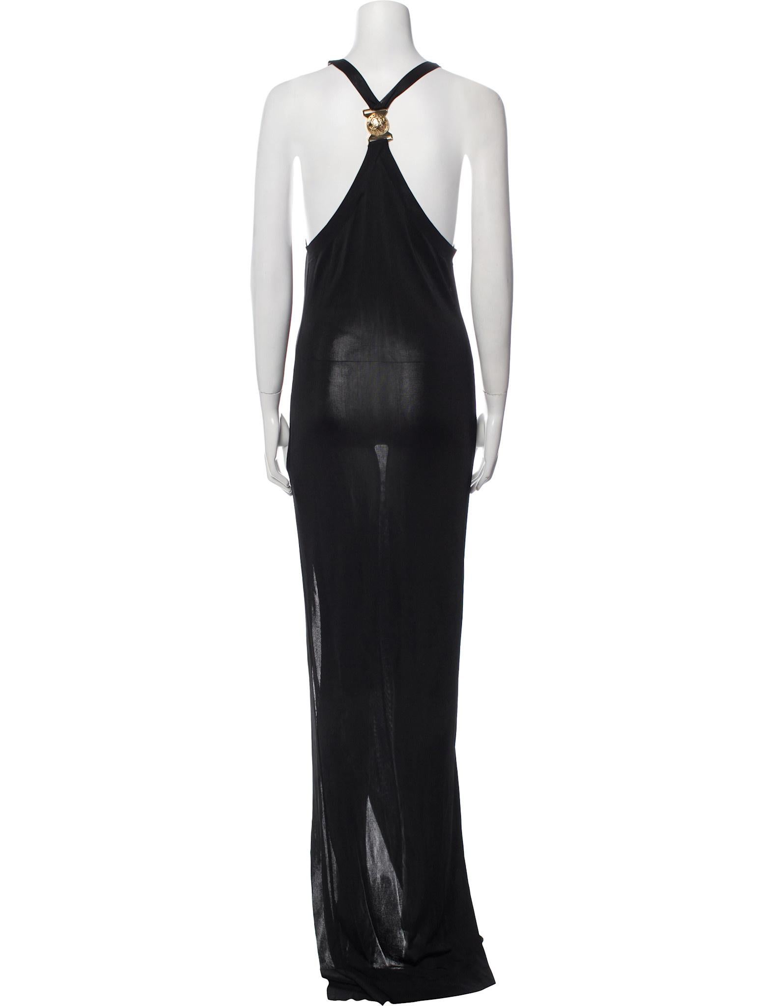Balmain Black Scoop Neck Long Dress (Medium) In Good Condition For Sale In Montreal, Quebec