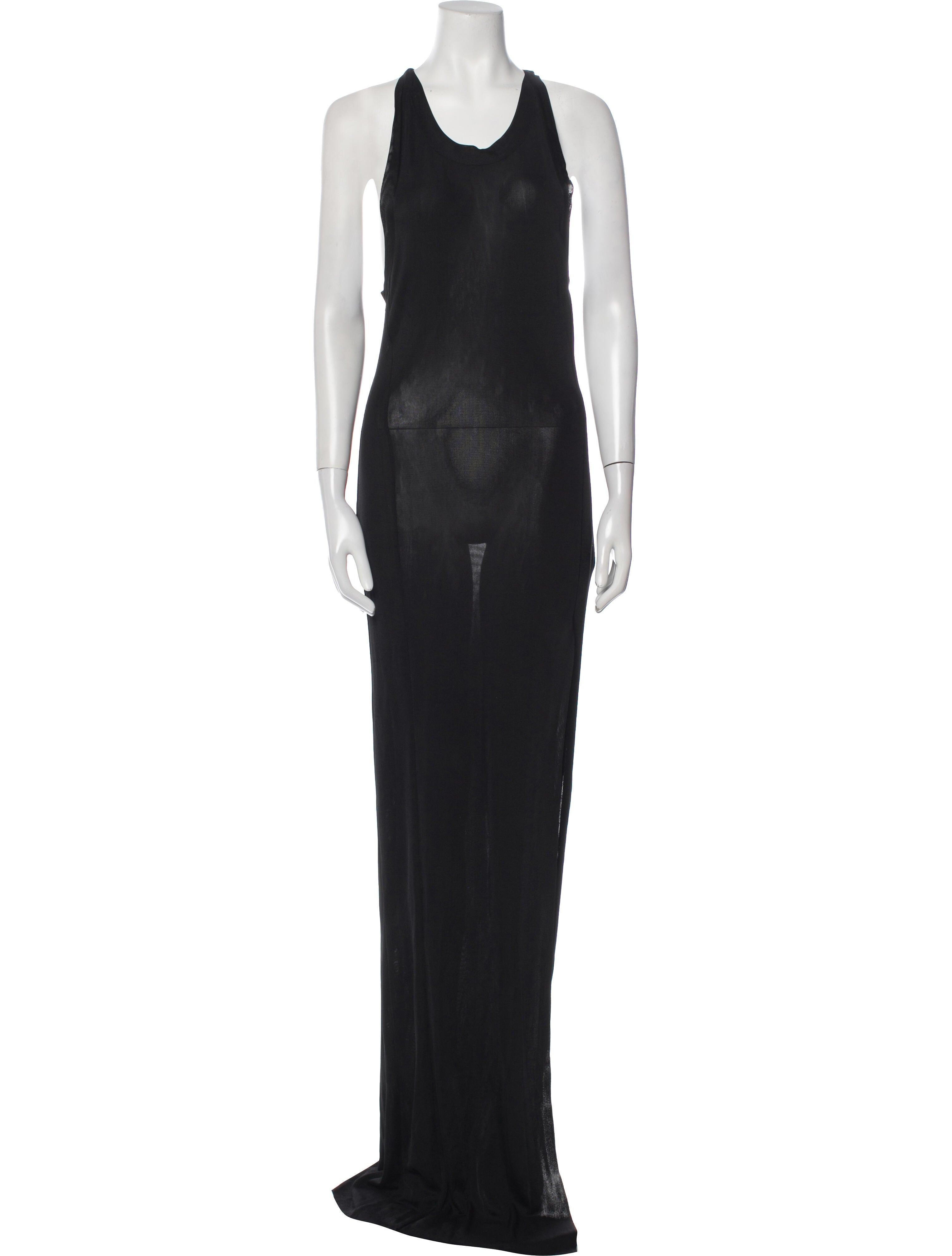 Women's Balmain Black Scoop Neck Long Dress (Medium) For Sale