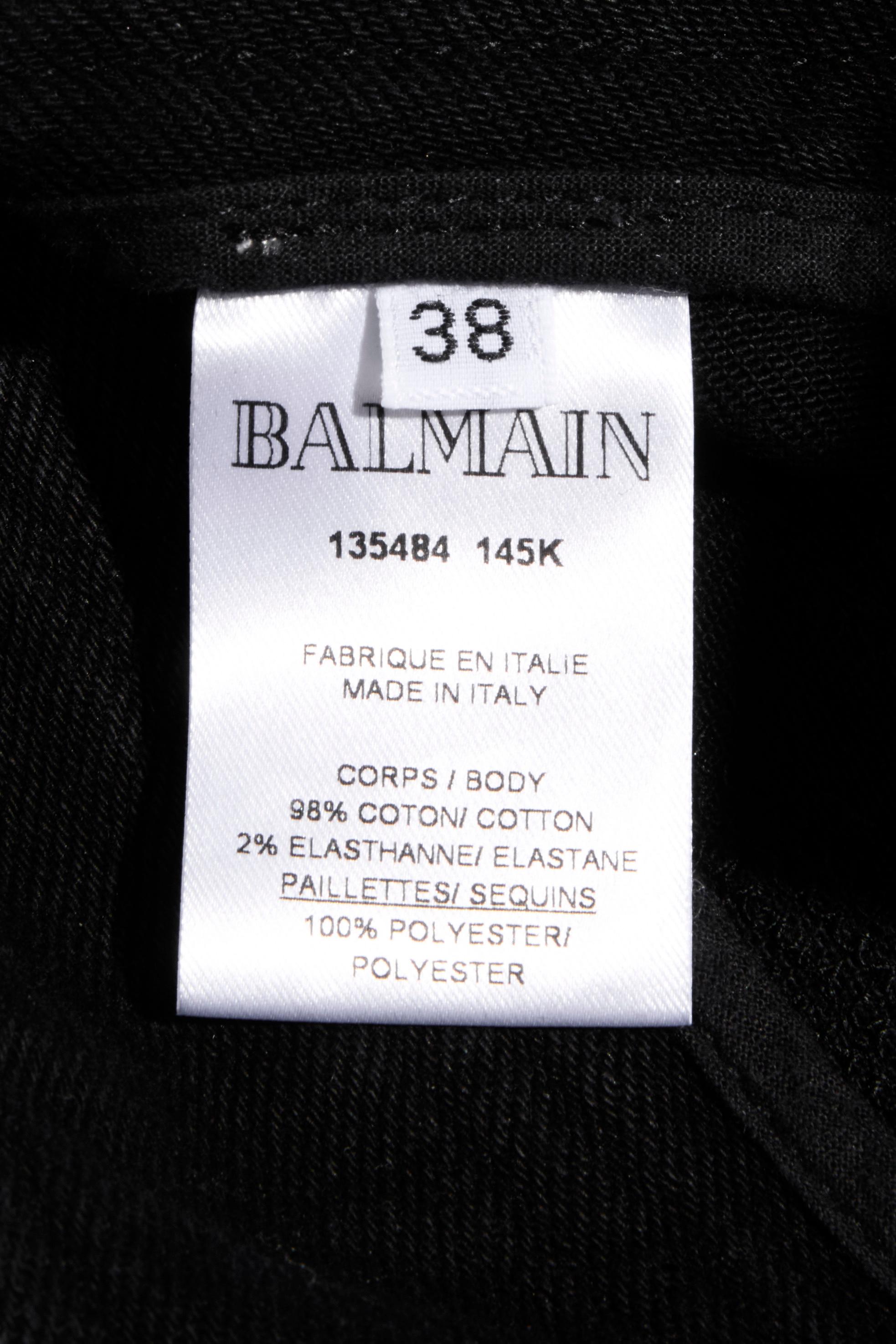 Balmain - Blazer doppiopetto con paillettes e pantaloni abbinati - FR 38 in vendita 7