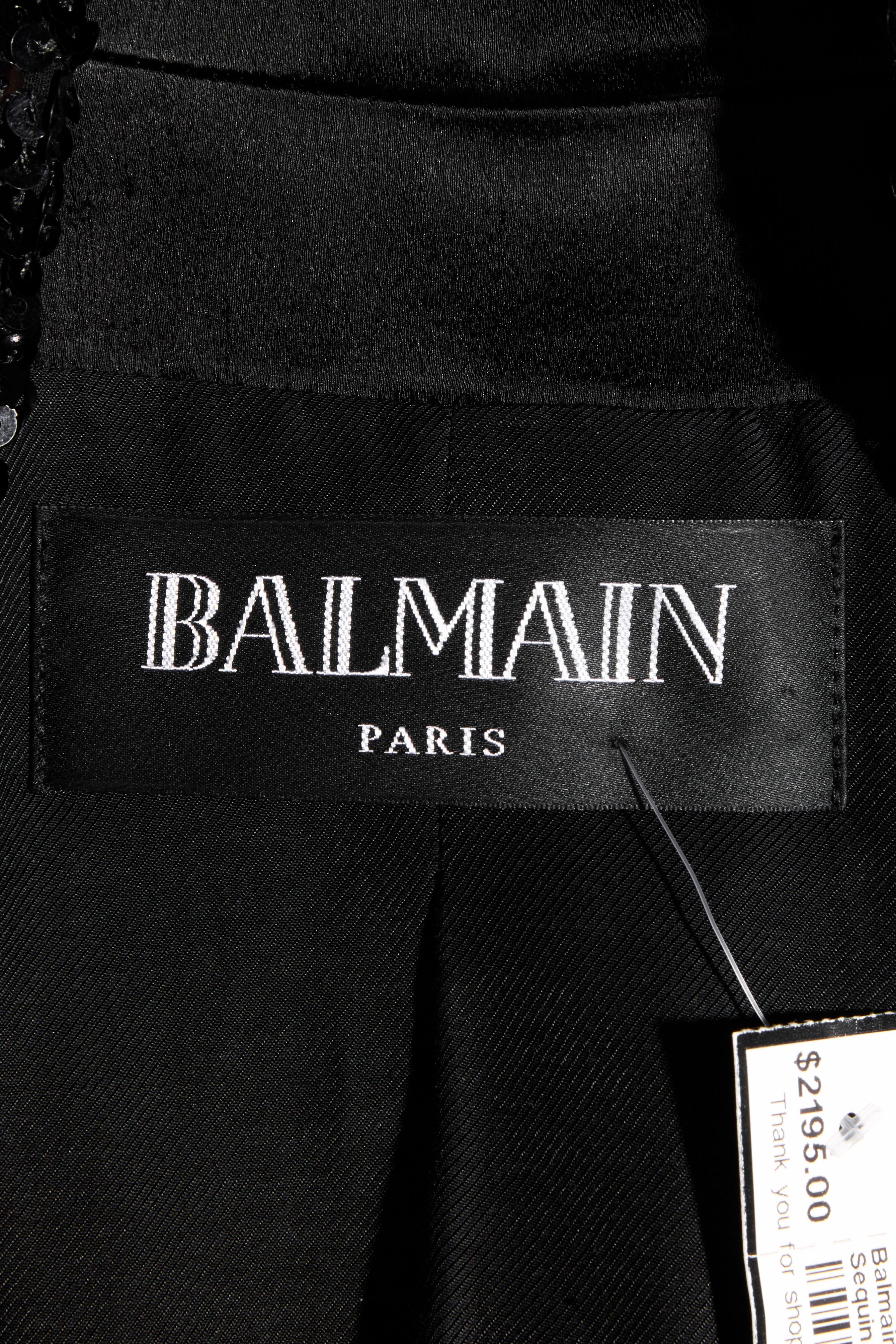 Balmain - Blazer doppiopetto con paillettes e pantaloni abbinati - FR 38 in vendita 8