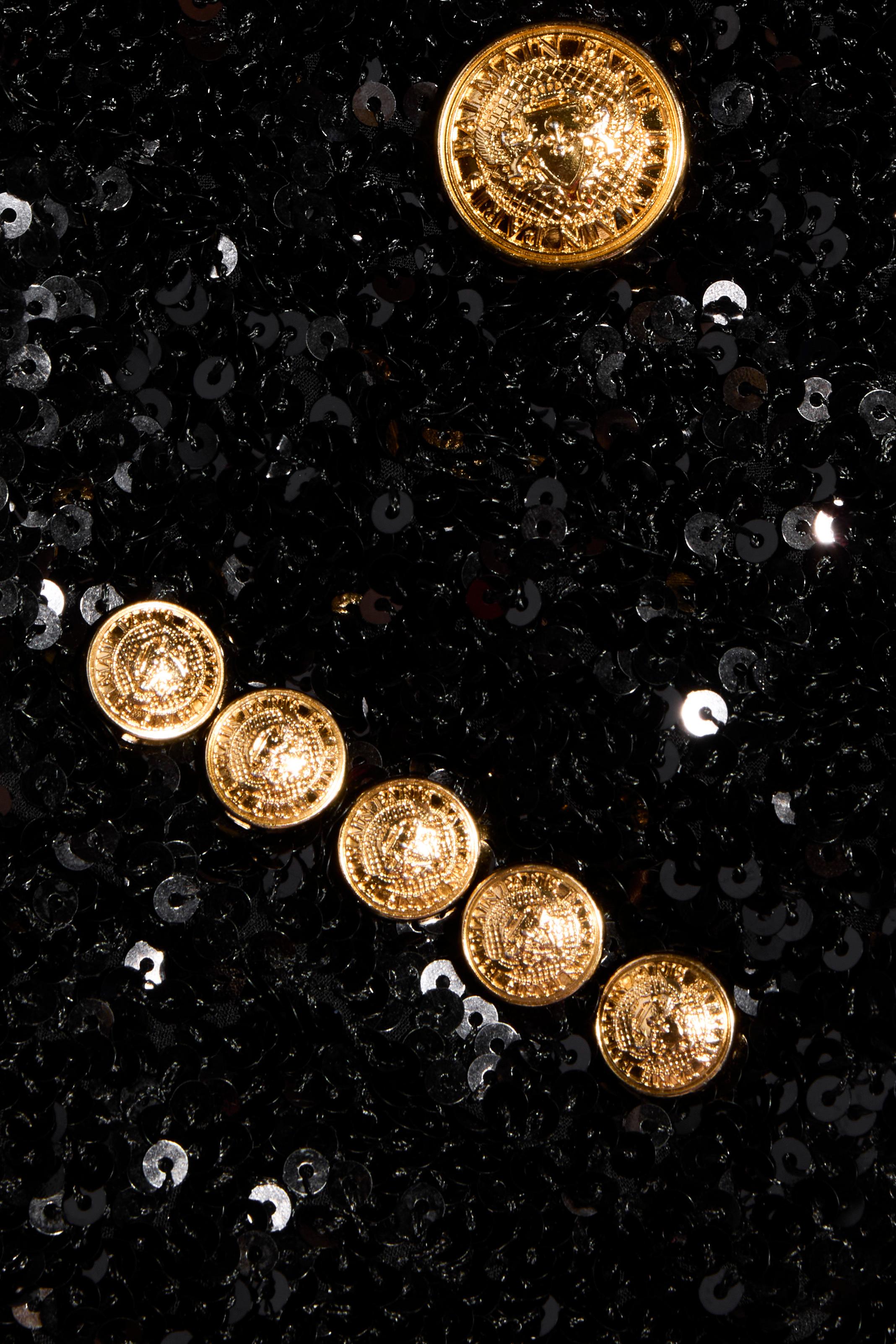 Balmain - Blazer doppiopetto con paillettes e pantaloni abbinati - FR 38 in vendita 4
