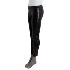 BALMAIN black SEQUIN LEGGINGS SKINNY Pants 40 M
