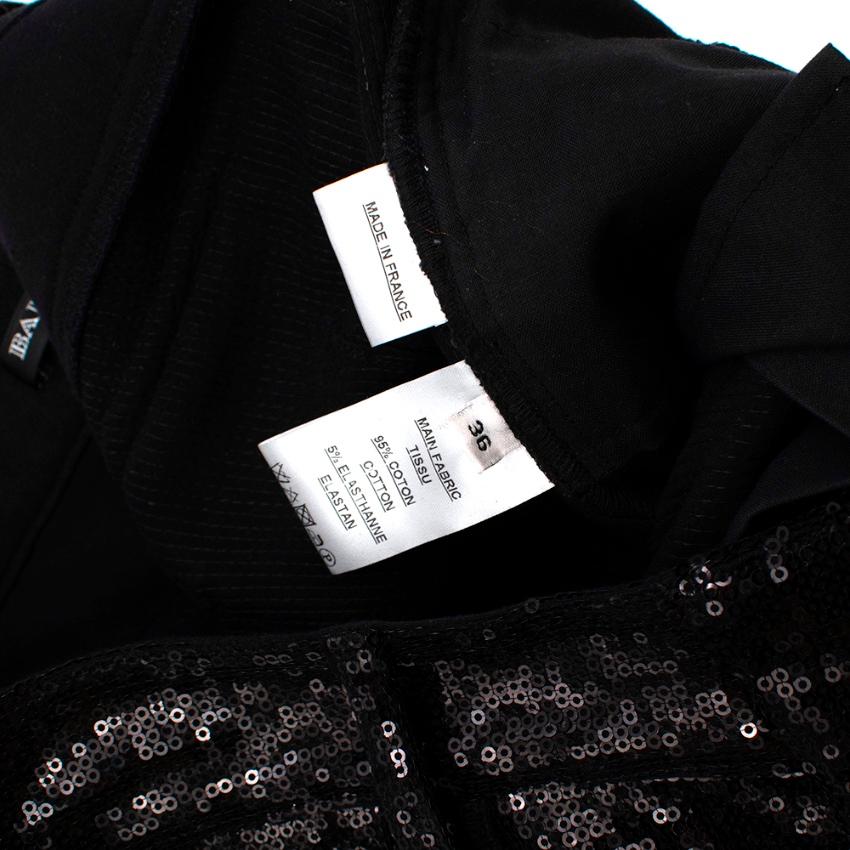 Balmain Black Sequin Skinny Fit Zipper Detail Trousers - Size US 4 For Sale 1