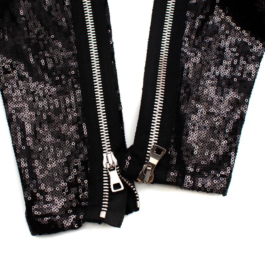Balmain Black Sequin Skinny Fit Zipper Detail Trousers - Size US 4 For Sale 2