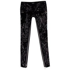 Balmain Black Sequin Skinny Fit Zipper Detail Trousers - Size US 4