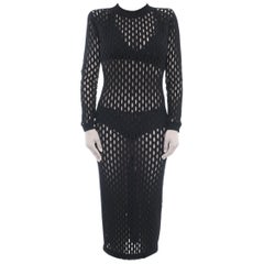 Balmain Black Sheer Stretch Mesh Long Tube Dress