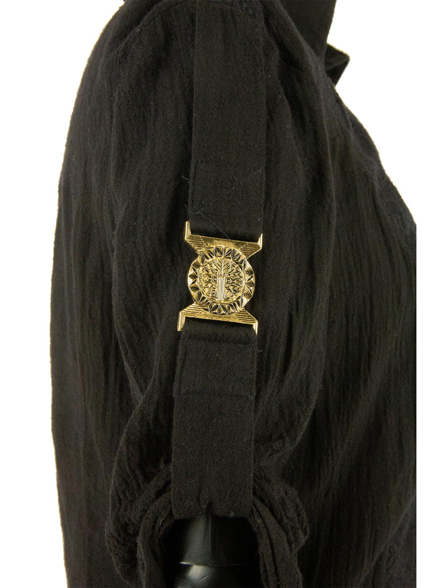 Balmain Black Shirt With Brass Detail For Sale 1