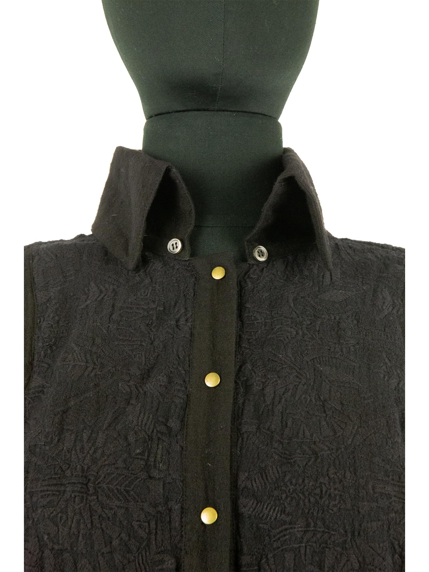 Balmain Black Shirt With Brass Detail For Sale 2