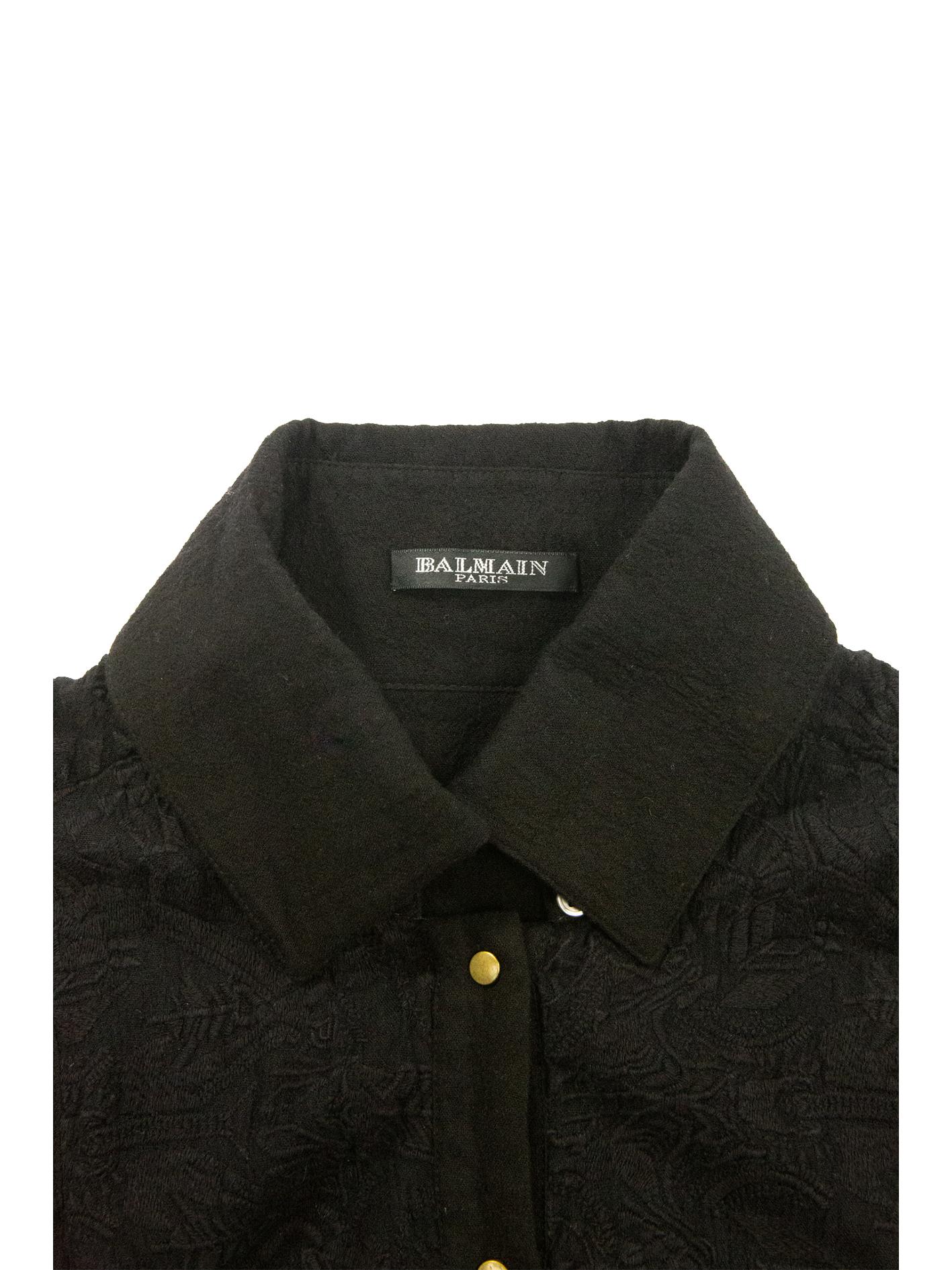 Balmain Black Shirt With Brass Detail For Sale 3