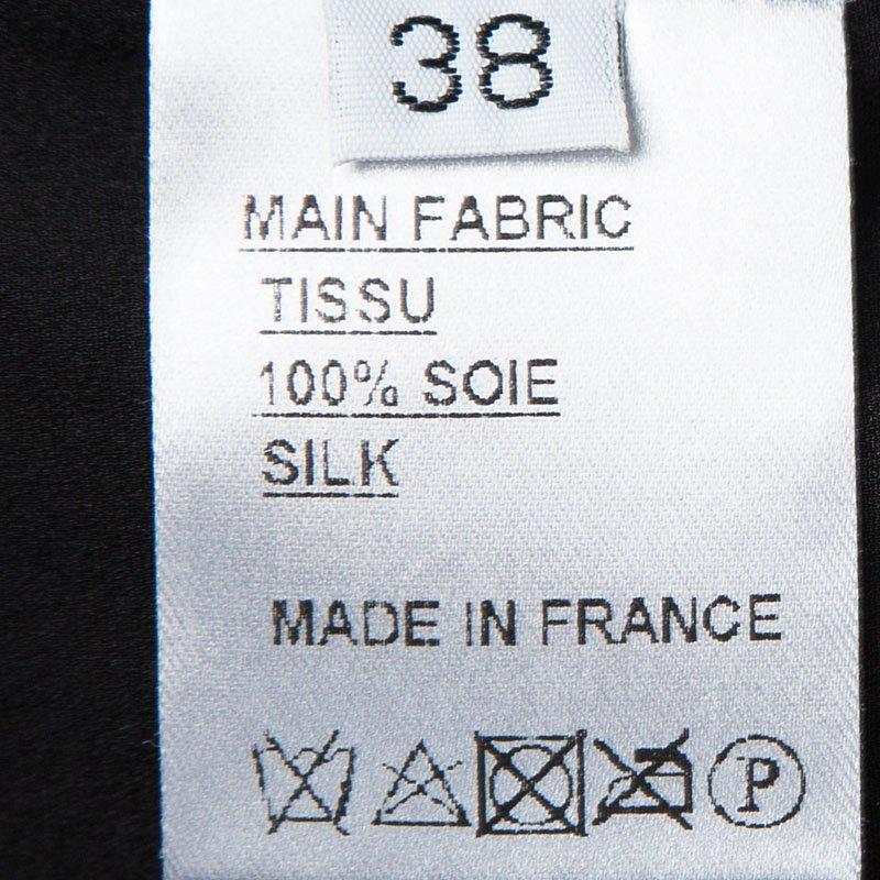 Women's Balmain Black Silk Fringe Detail Gathered Dress M