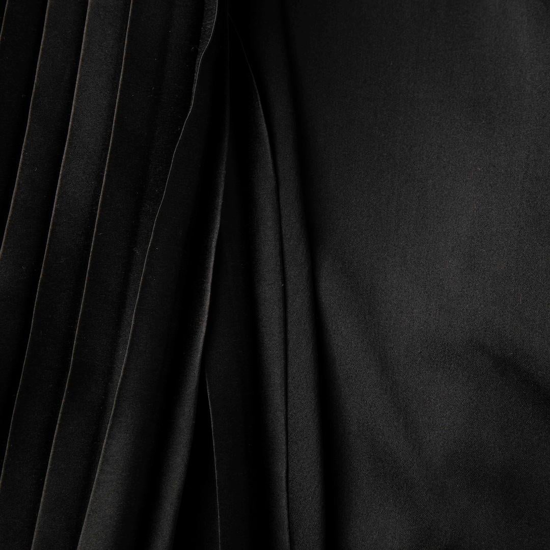 Women's Balmain Black Silk Long Sleeve Pleated Blouse Size M For Sale