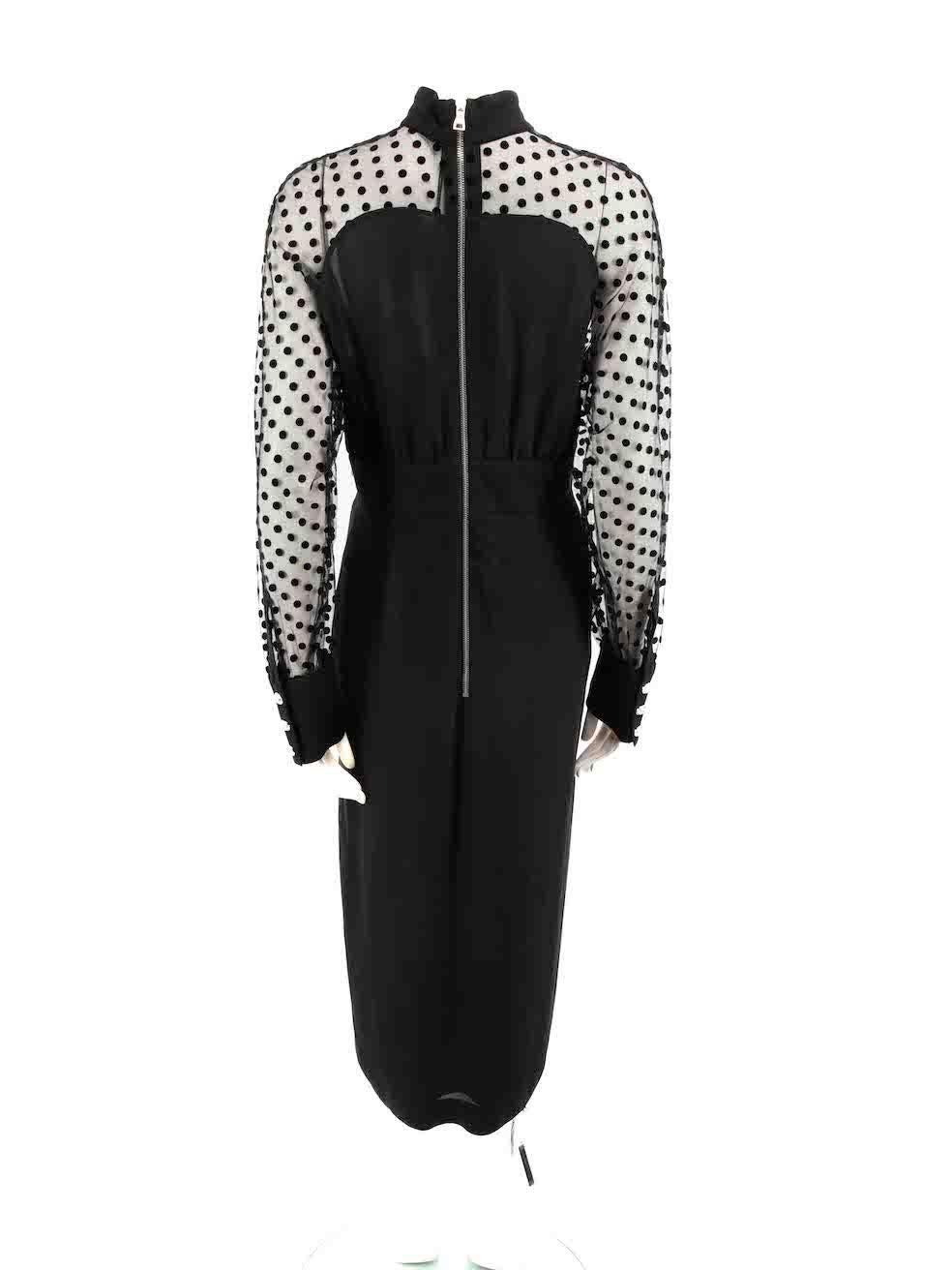Balmain Black Silk Polka Dot Sleeve Dress Size L In New Condition For Sale In London, GB