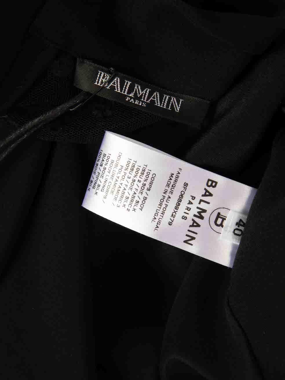 Women's Balmain Black Silk Polka Dot Sleeve Dress Size L For Sale