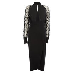 Balmain Black Silk Polka Dot Sleeve Dress Size L