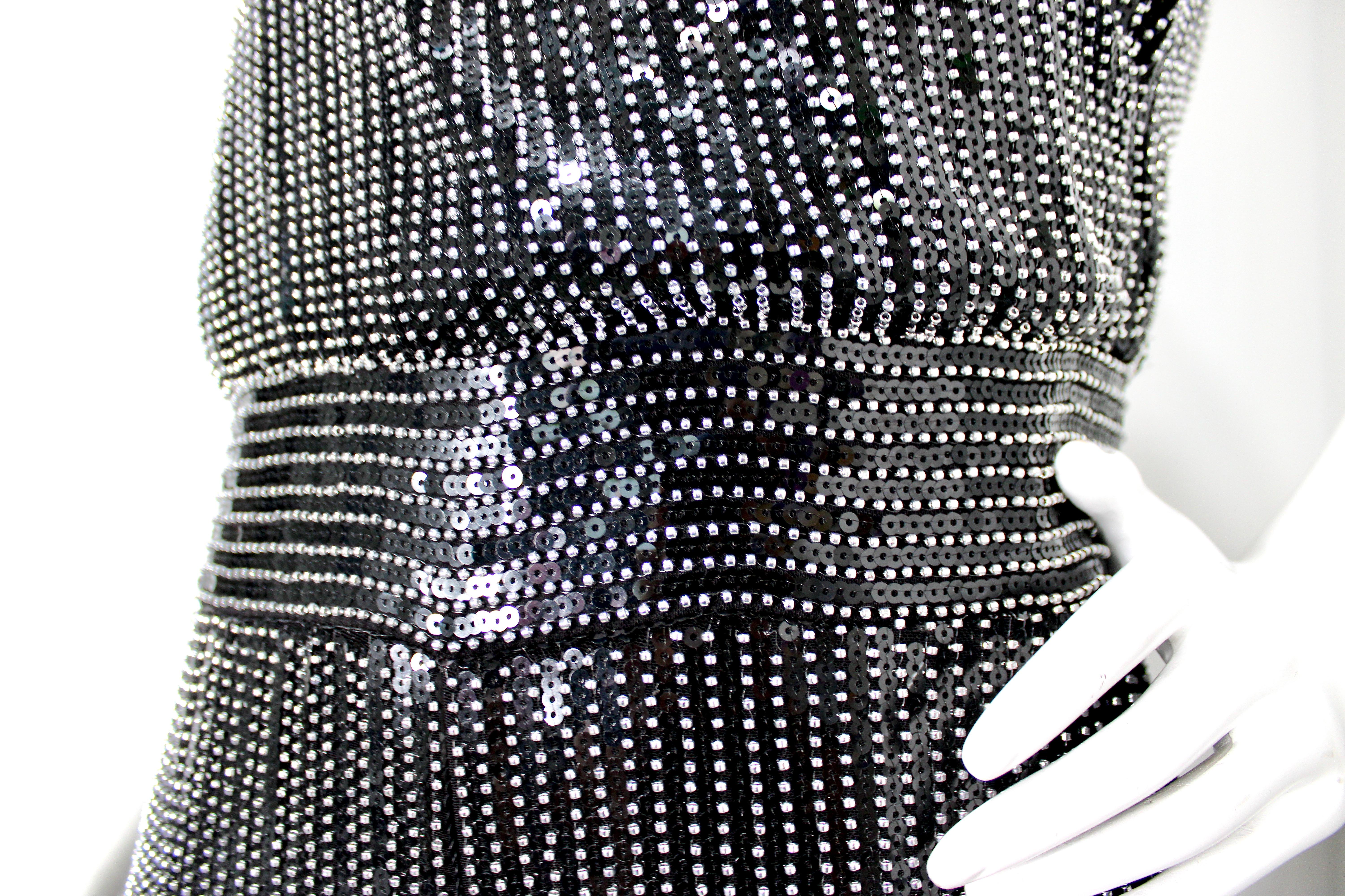 Nero Balmain Tuta nera e argento con paillettes e perline in vendita