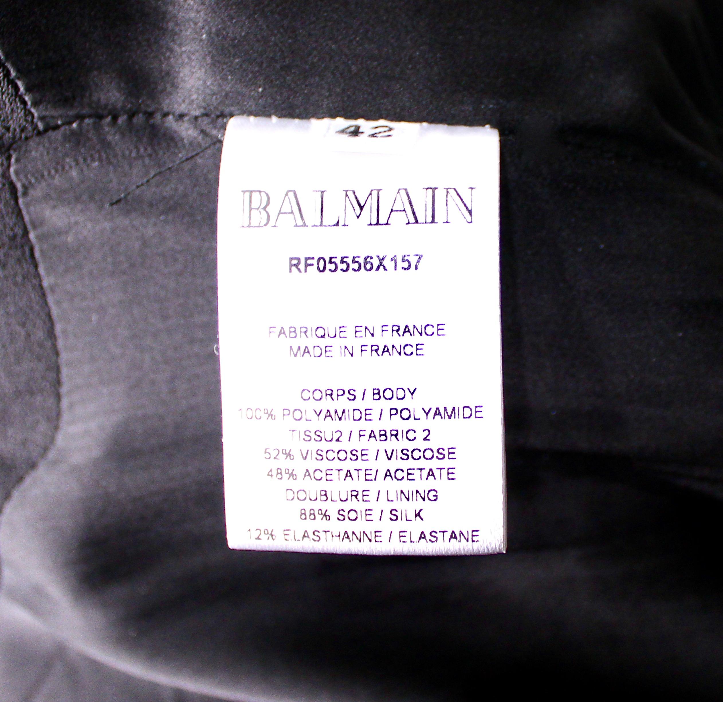 Balmain Tuta nera e argento con paillettes e perline in vendita 3