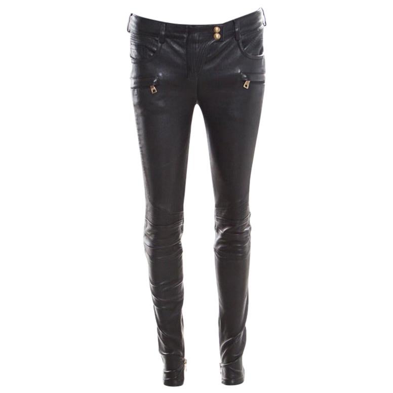 Balmain Black Skinny Leather Pants S at 1stDibs | balmain leather pants, leather jeans, balmain pants