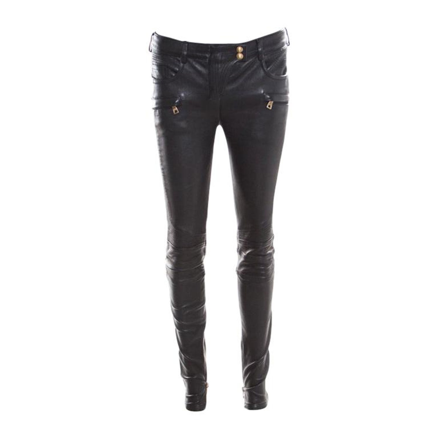 Balmain Black Skinny Leather Pants S For Sale at 1stDibs | balmain leather  pants