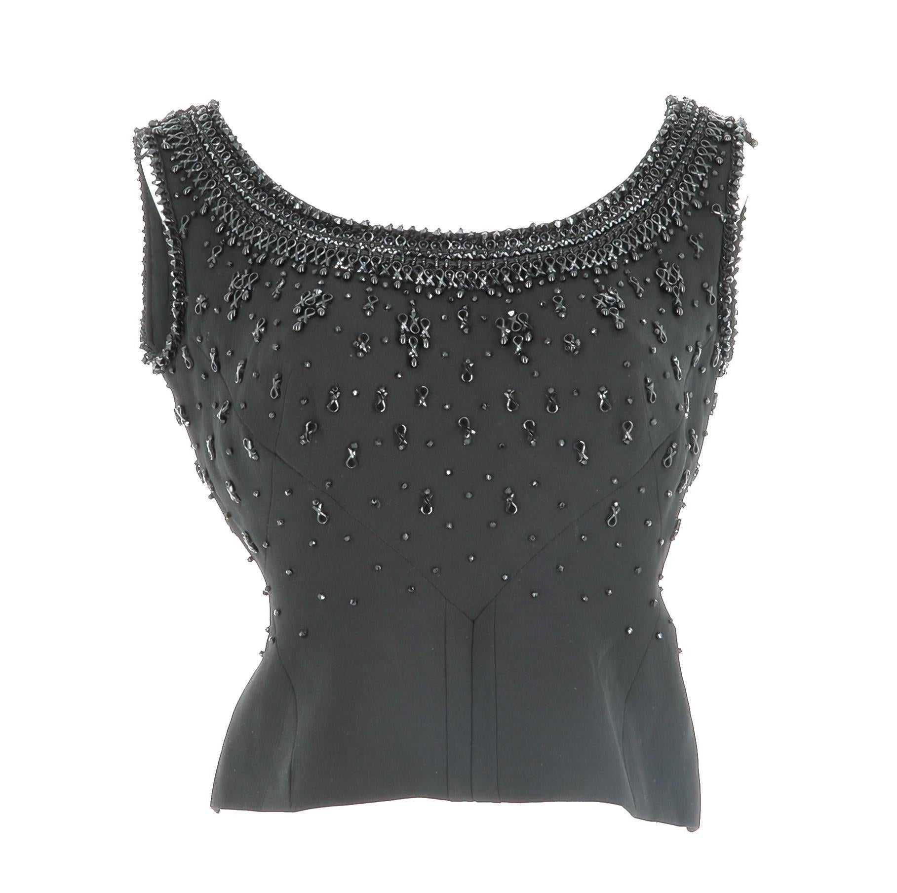 Women's Balmain Black Sleeves Top in Synthetic with Silk