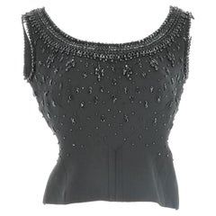 Balmain Black Sleeves Top in Synthetic with Silk