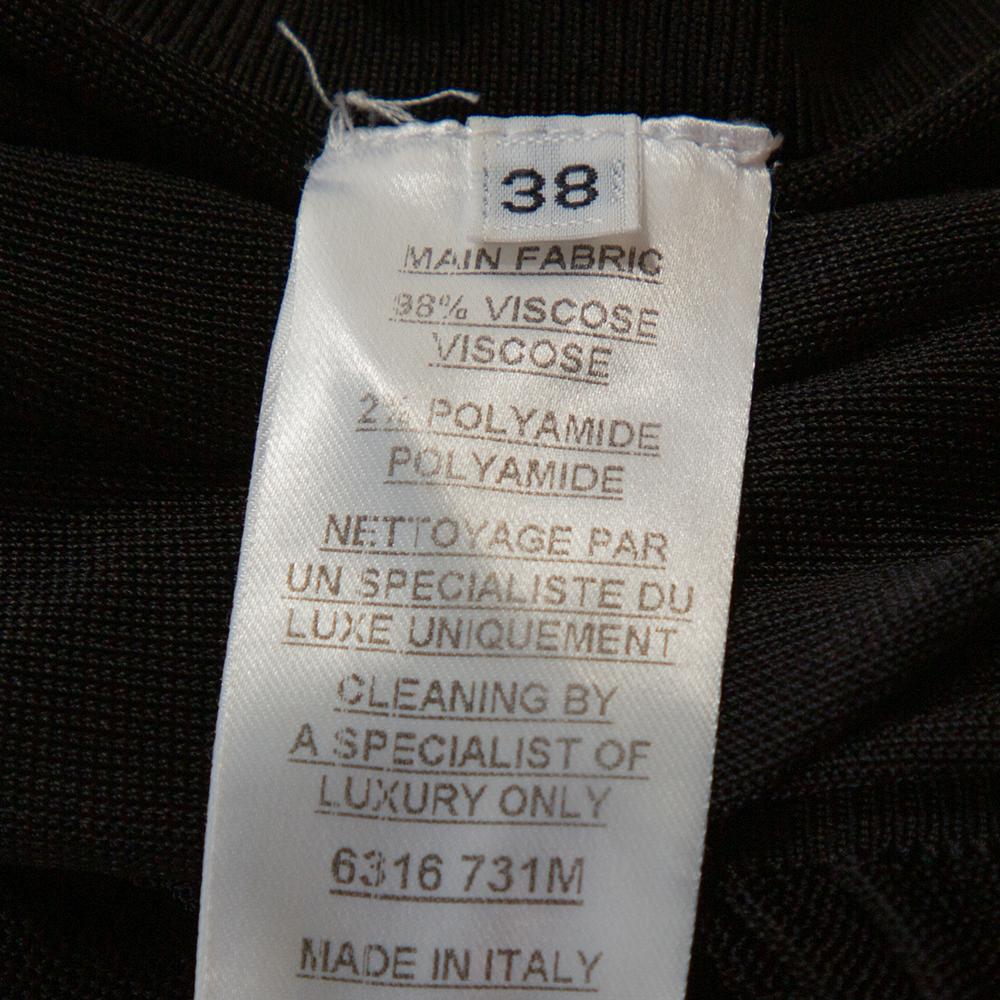 Balmain Black Stretch Knit Ruched Bustier Dress M 3