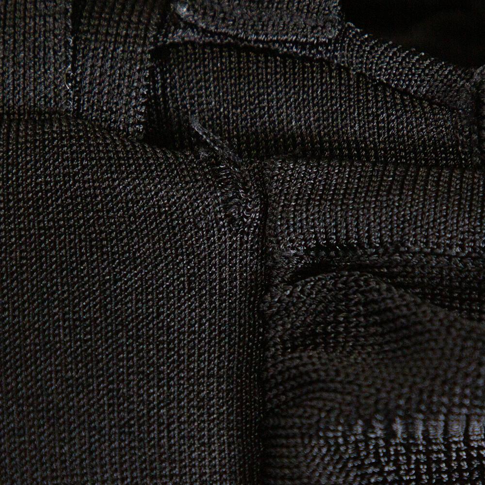 Balmain Black Stretch Knit Ruched Bustier Dress M 4