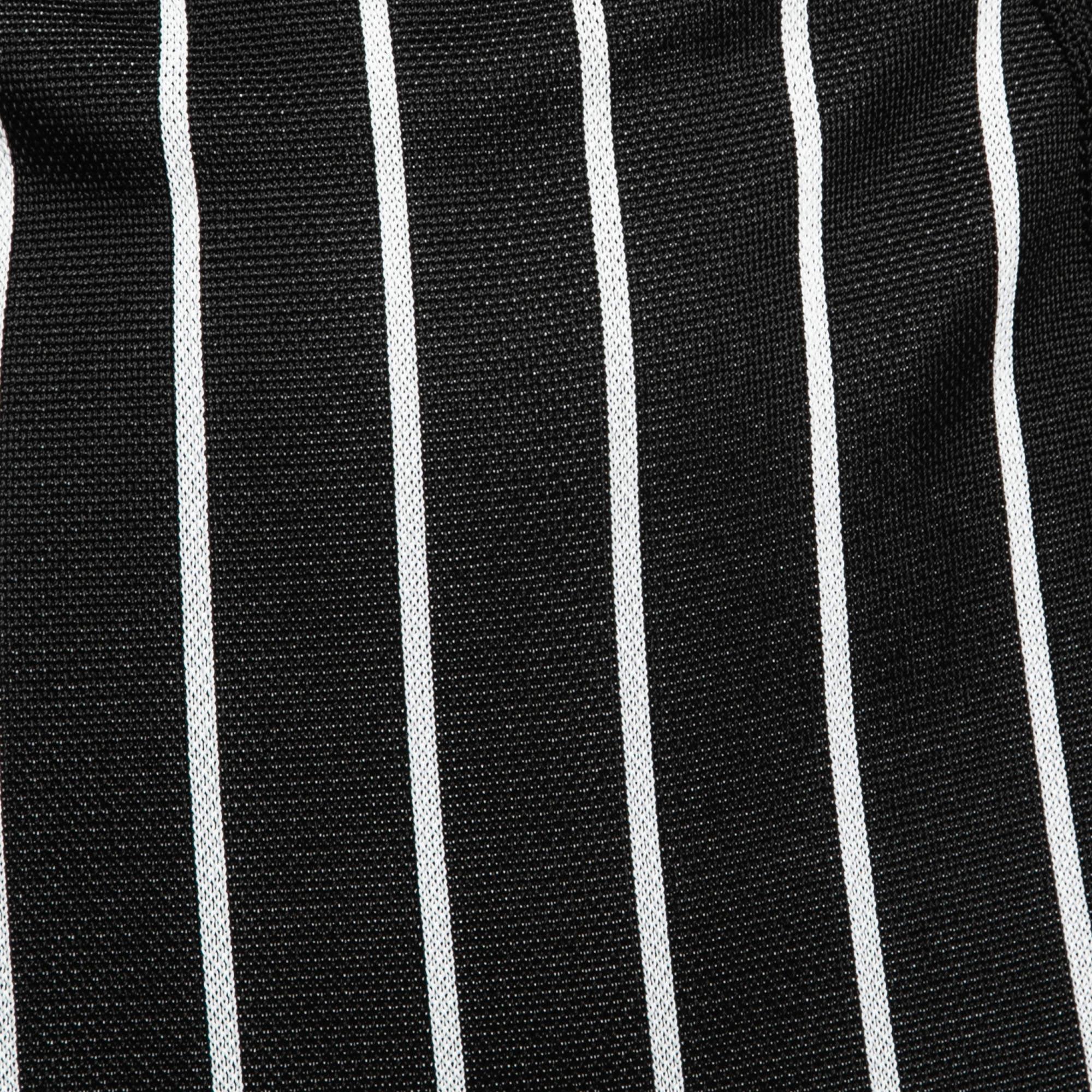 Balmain Black Striped Knit Long Open Cardigan M In Excellent Condition For Sale In Dubai, Al Qouz 2