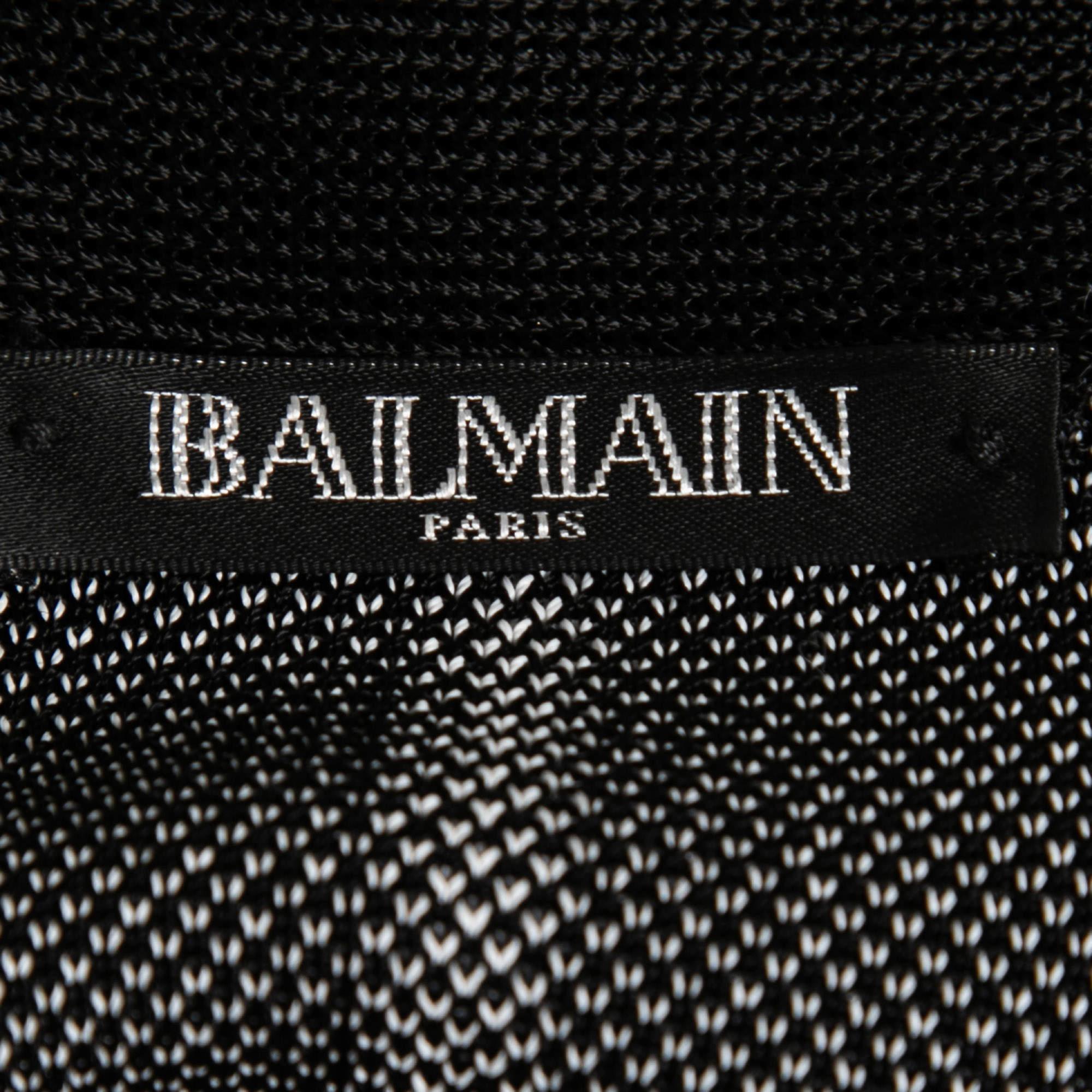 Women's Balmain Black Striped Knit Long Open Cardigan M For Sale