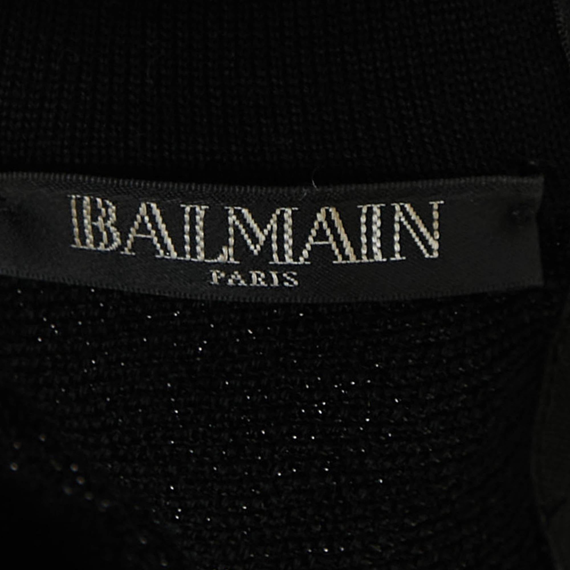 Women's Balmain Black Striped Patterned Lurex Knit Mini Bodycon Dress S