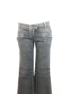 Balmain Black Suede Flare Jeans Pant Size 40