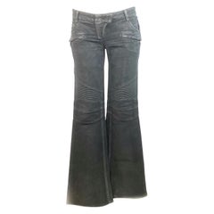 Balmain Black Suede Flare Jeans Pant Size 40