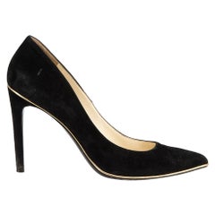 Balmain Black Suede Gold Accent Pumps Size IT 39