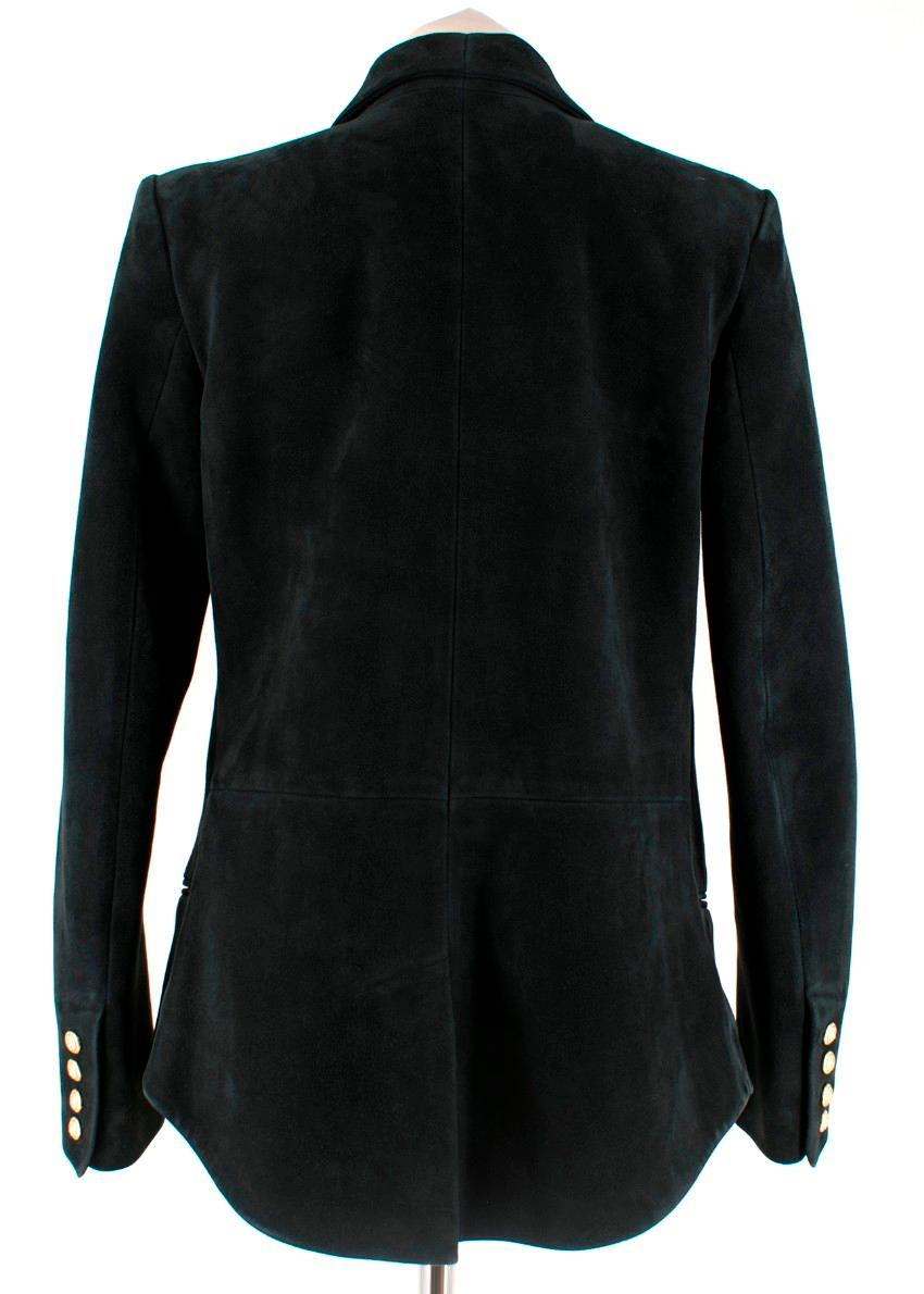 Balmain Black Suede Open Blazer - Size US 6 In Excellent Condition For Sale In London, GB