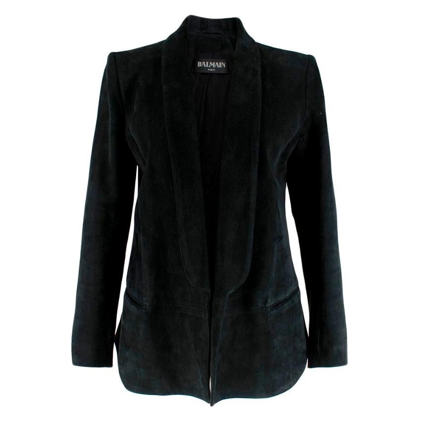 Balmain Black Suede Open Blazer - Size US 6 For Sale