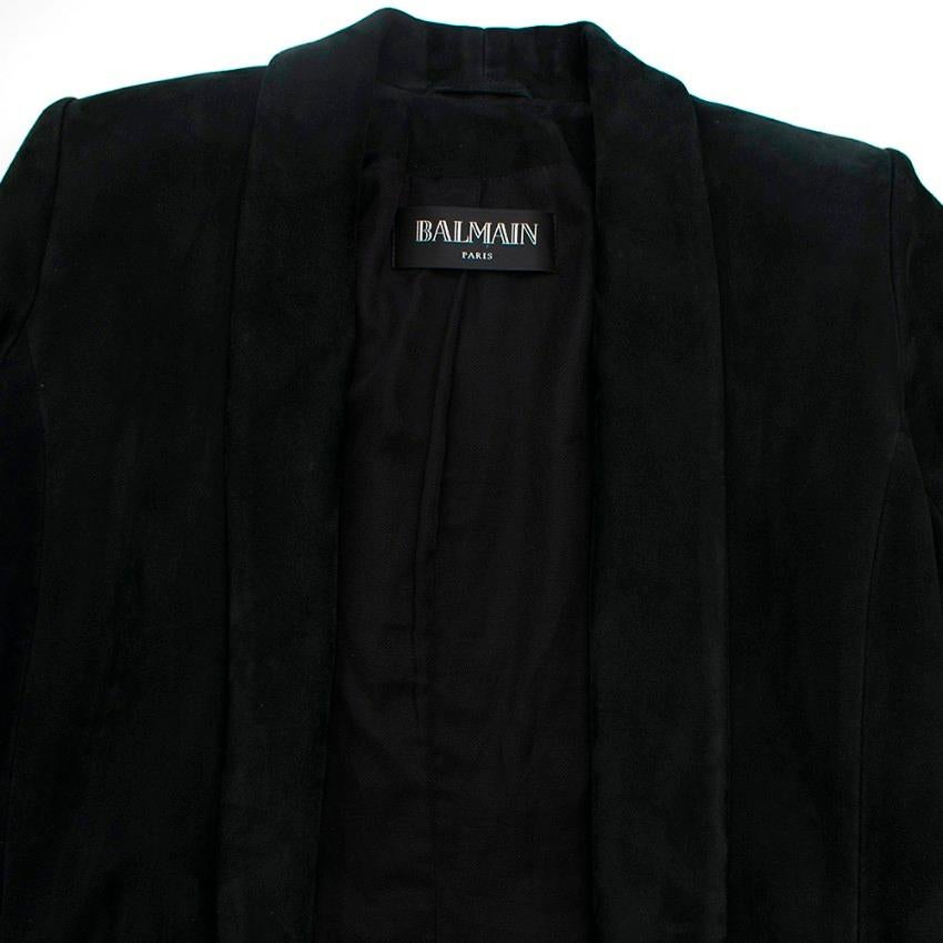 Balmain Black Suede Open Blazer - Size US 6 In Excellent Condition In London, GB