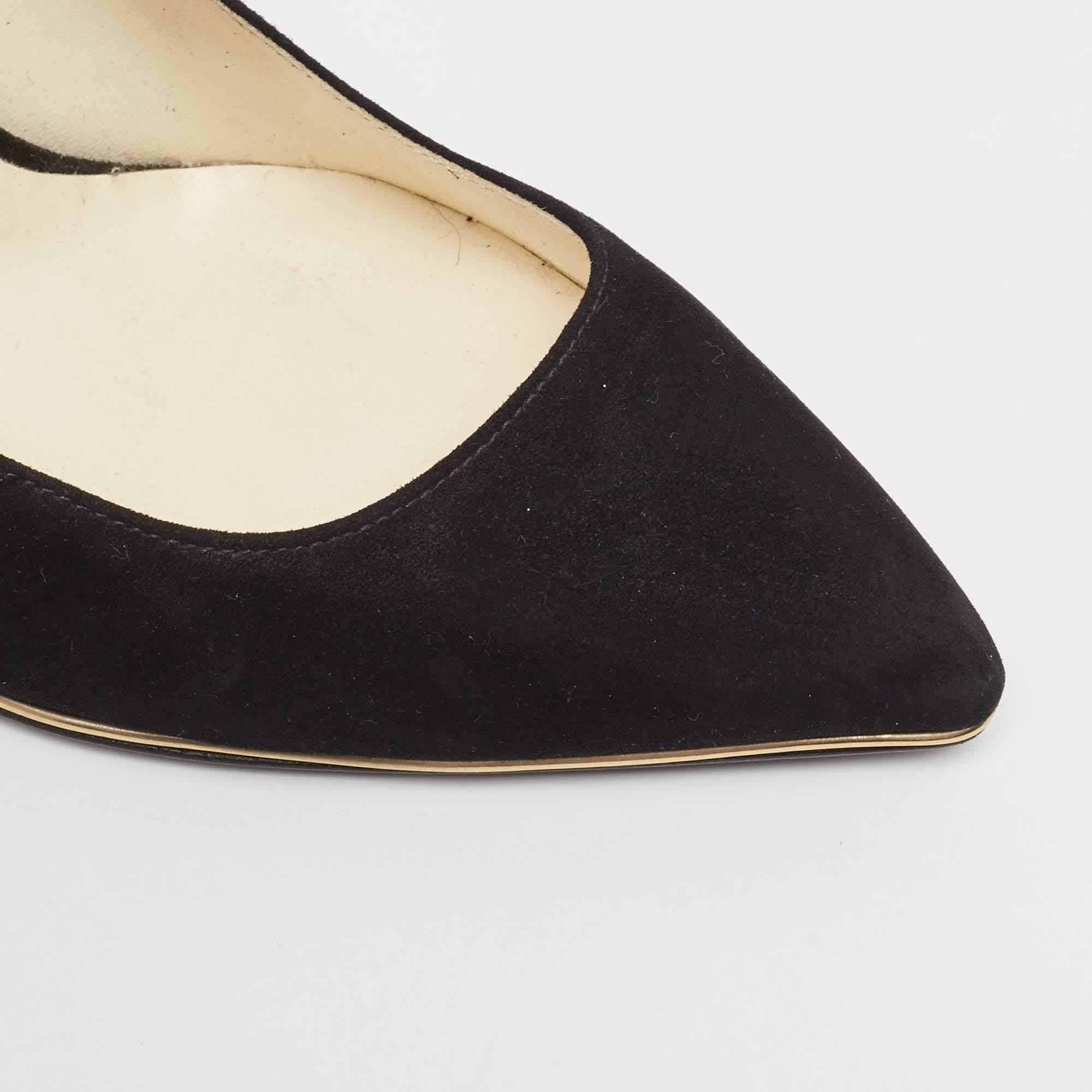 Balmain Black Suede Pointed Toe Pumps Size 37 For Sale 2