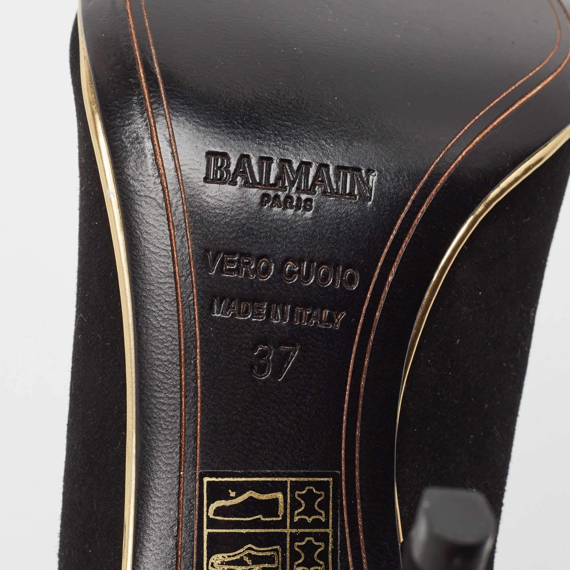 Balmain Black Suede Pointed Toe Pumps Size 37 3