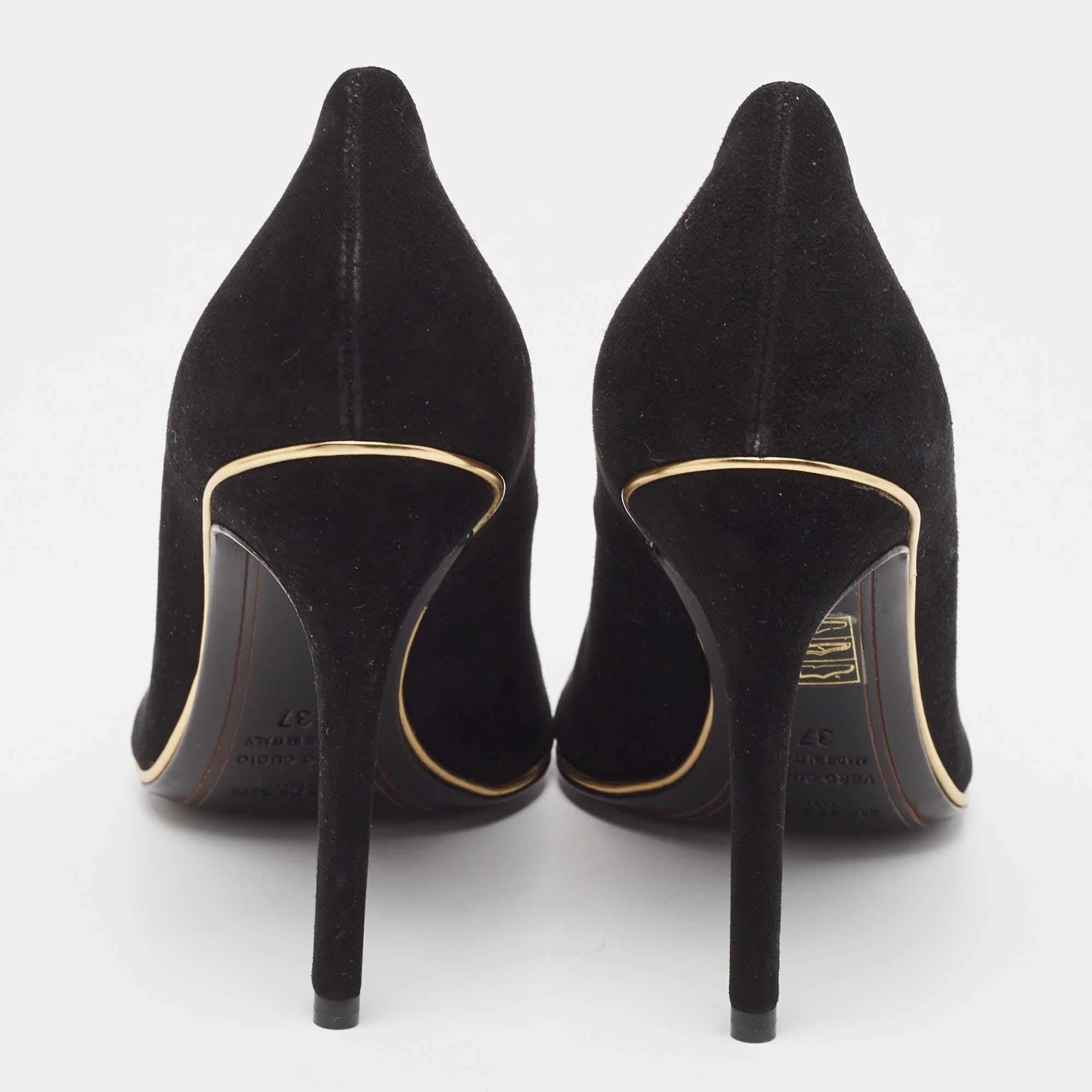 Balmain Black Suede Pointed Toe Pumps Size 37 For Sale 4