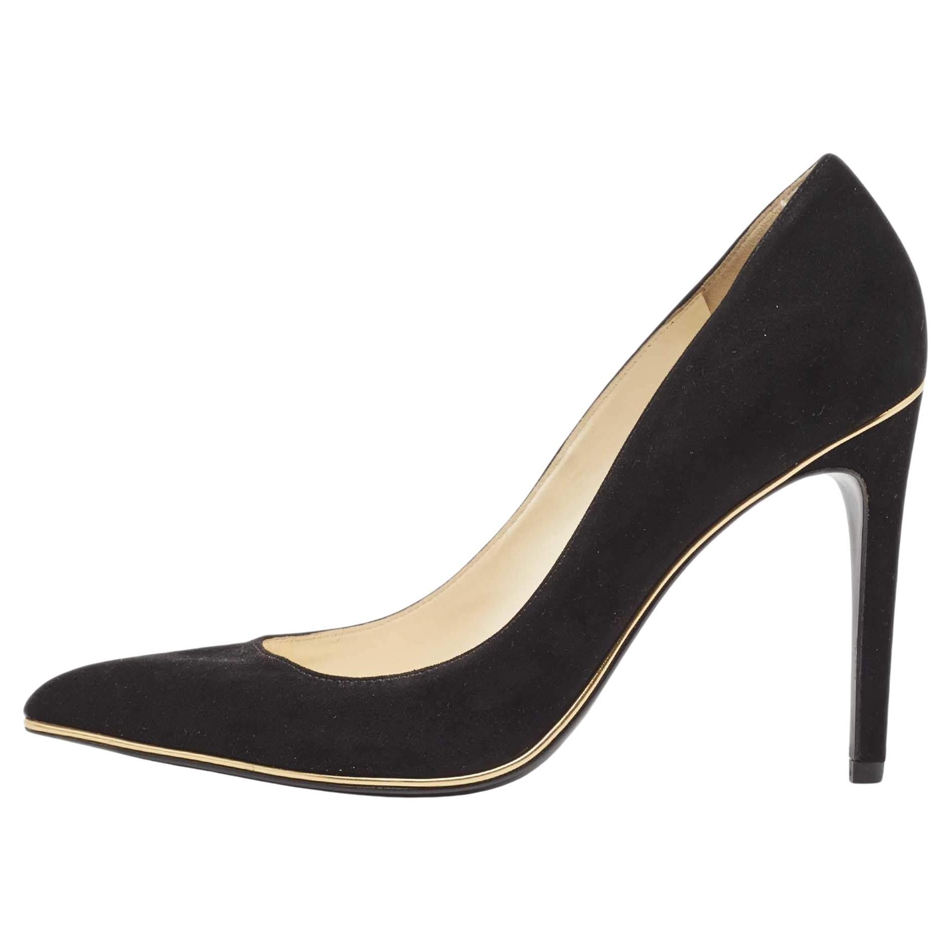 Balmain Black Suede Pointed Toe Pumps Size 37 For Sale