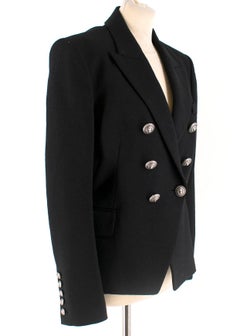 Balmain Black Textured Double Breasted Jacket SIZE L