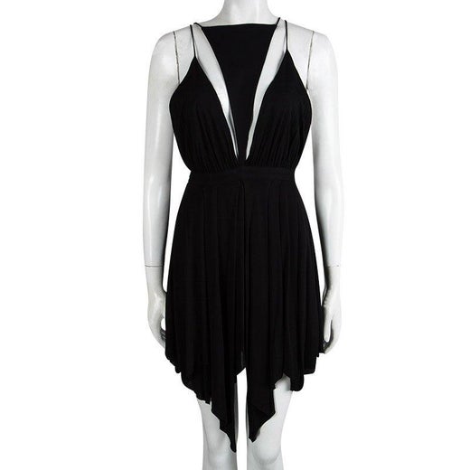 Balmain Black Triangular Front Detail Sleeveless Dress S For Sale