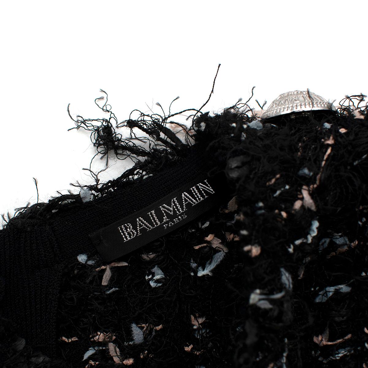 Balmain Black Tweed Fringed Mini Dress - US size 2 In Excellent Condition In London, GB